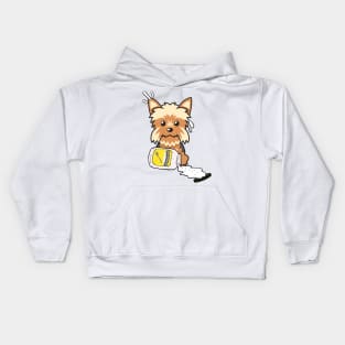 Naughty Yorkshire Terrier Spilled Mayonnaise Kids Hoodie